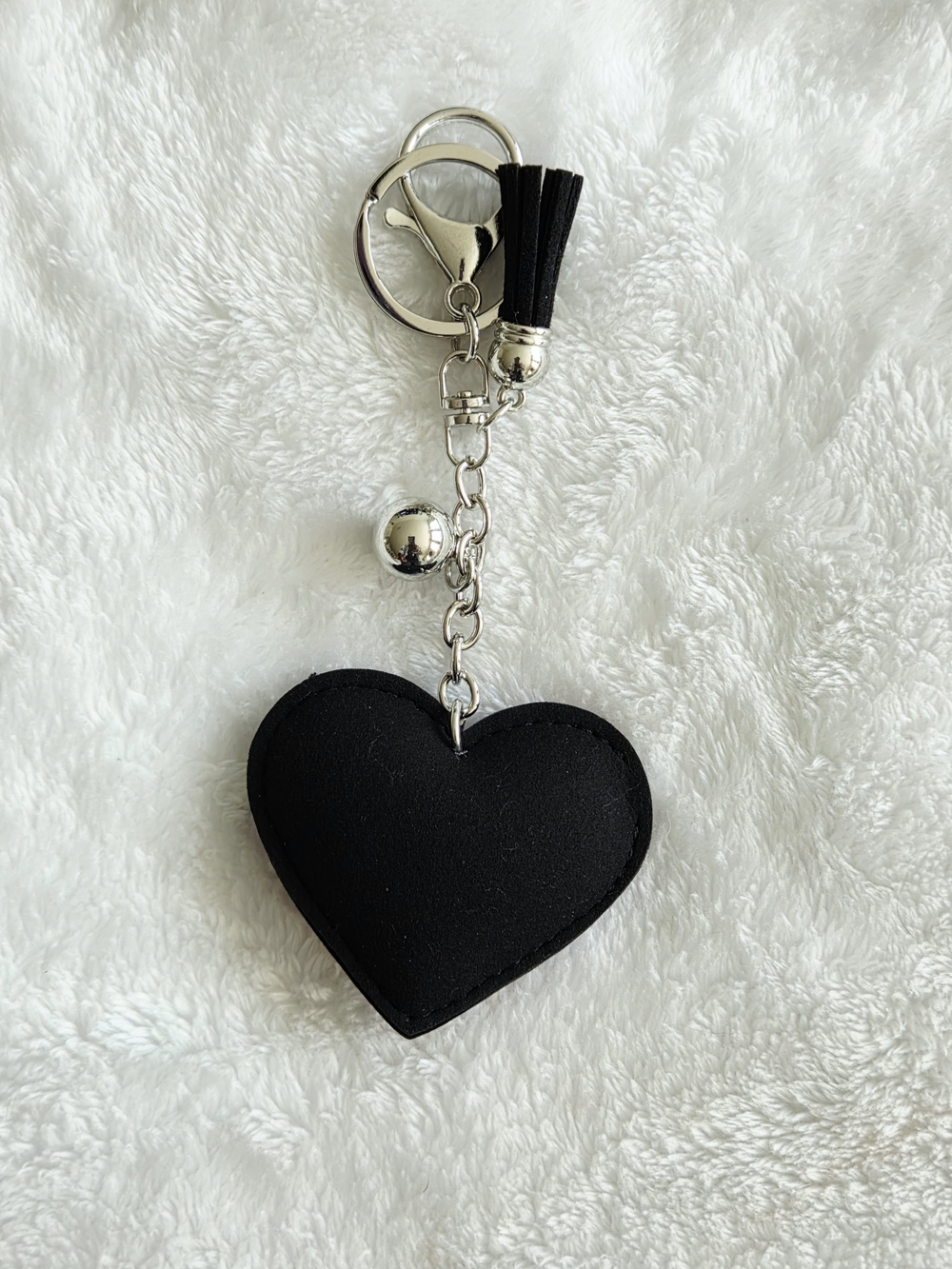 Rhinestone Heart Keychain - Pink, Blue & Silver Bag Charm - Picture 3 of 3